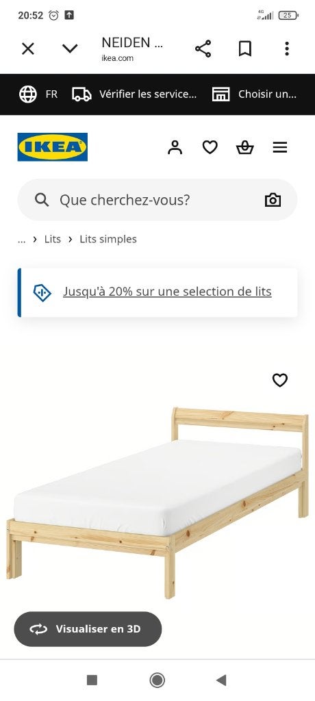 1 Lits d'une personne, 90 cm, Beige, Enlèvement, Bois