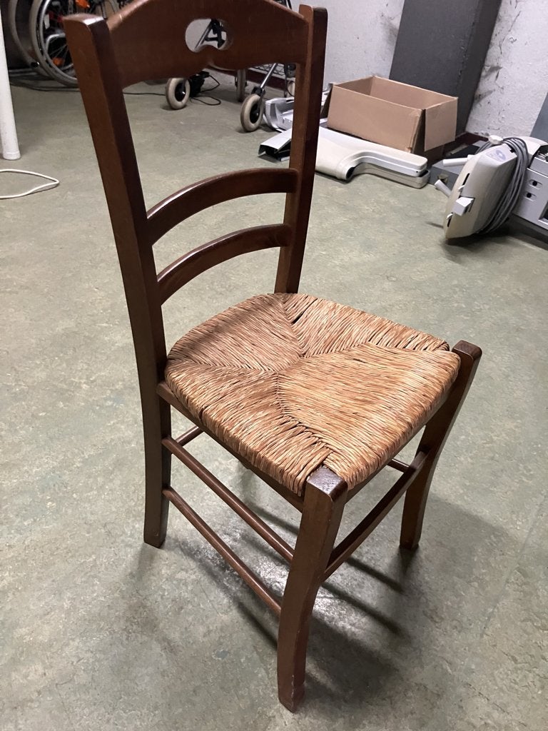stoelen met biezen zitting, Huis en Inrichting, Stoelen, Ophalen, Gebruikt, Bruin, Hout