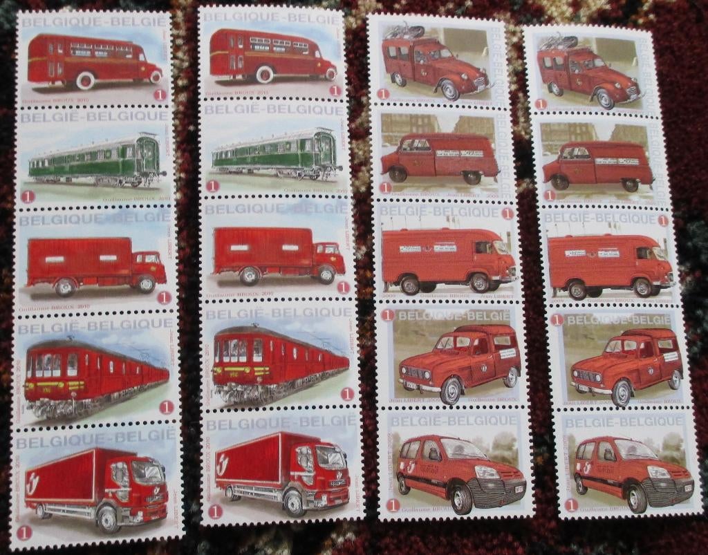 20 postzegels postvoertuigen, Postzegels en Munten, Frankeerzegel, Ophalen of Verzenden, Zonder stempel, Postfris
