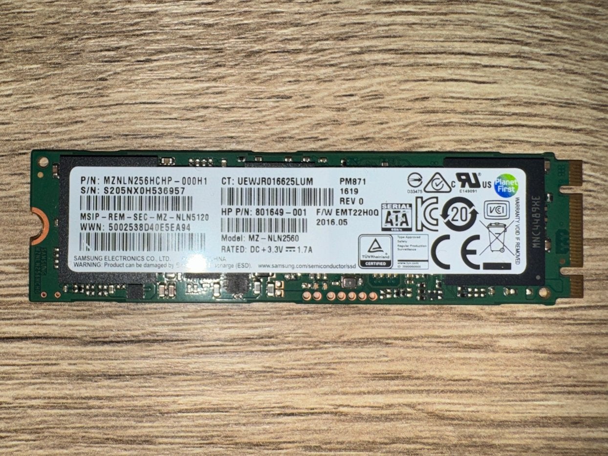 Samsung M.2 2280 SSD 256Gb, Intern, Gebruikt, Ophalen of Verzenden, 256Gb