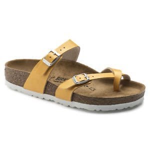Birkenstock slippers Mayari maat 37 Amber ZGAN in doos, Slippers, Geel, Ophalen of Verzenden, Zo goed als nieuw