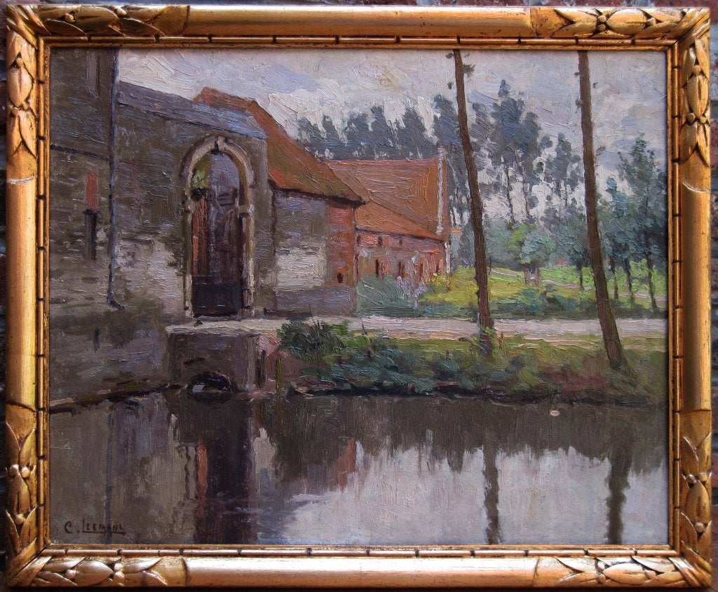 CONSTANT LEEMANS VILVOORDE IMPRESSIONISTISCH GRIMBERGEN, Ophalen, Doek, Impressionistisch, Landschap