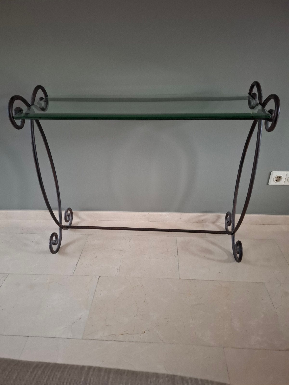 Smeedijzeren sitetable met facet geslepen glas, Ophalen, Glas