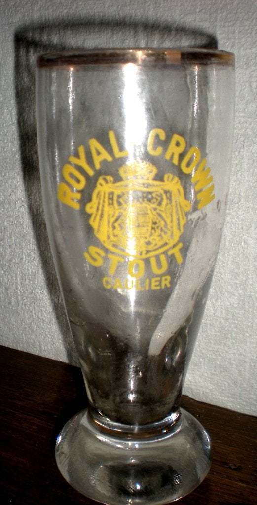 CAULIER  royal Crown stout  acide jaune, Collections, Marques de bière, Comme neuf, Verre ou Verres, Enlèvement ou Envoi