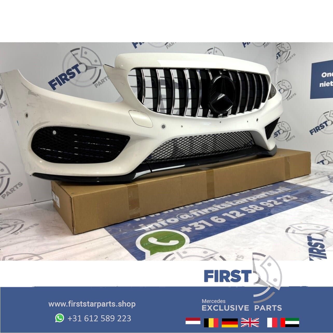 W205 S205 GT AMG VOORBUMPER WIT COMPLEET origineel Mercedes, Gebruikt, -, Voor, Ophalen of Verzenden