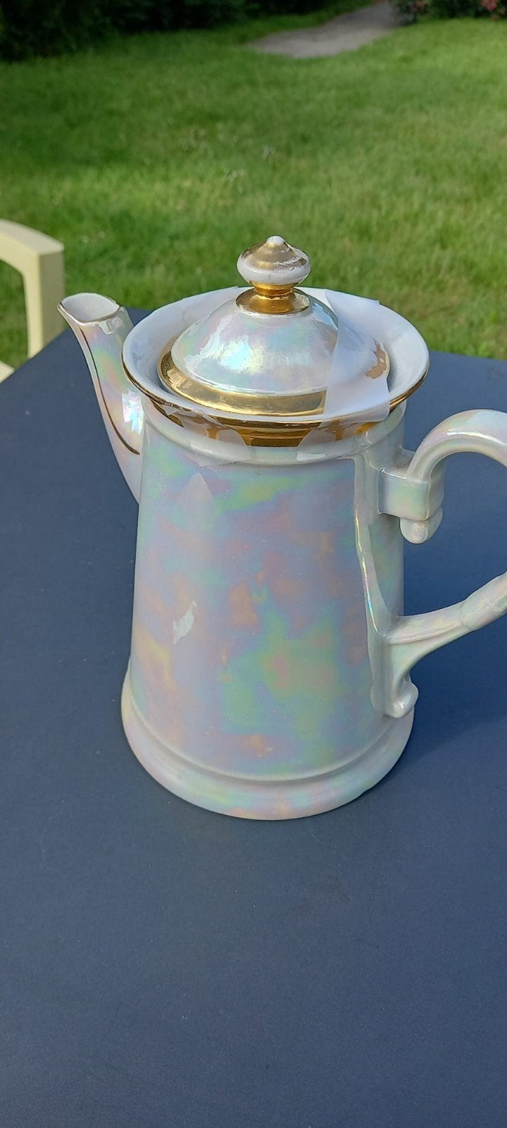 Cafetière vintage en perles avec accents dorés, Antiquités & Art, Antiquités | Services (vaisselle) complet, Enlèvement