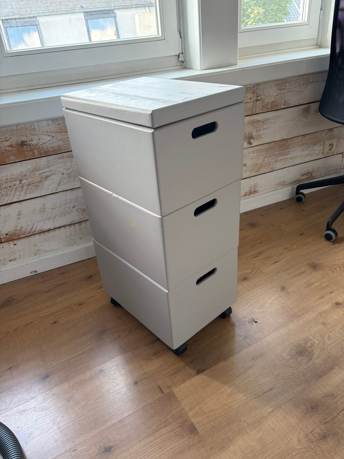 3 houten boxjes op wieltjes, Huis en Inrichting, Ophalen, Zo goed als nieuw
