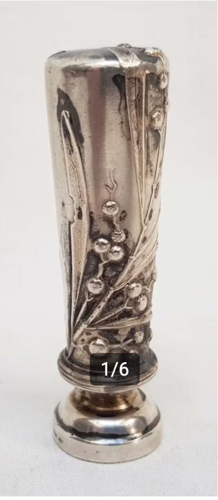Bureelstempel Art Nouveau zilver., Antiek en Kunst, Antiek | Zilver en Goud, Ophalen of Verzenden, Zilver