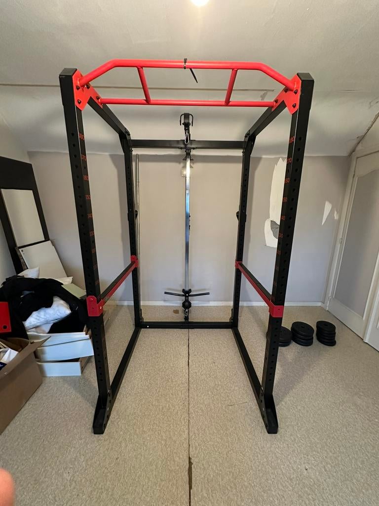 Stevige power rack /squat rack met kabelstation thuisfitness, Neuf, Centrale électrique, Enlèvement, Métal