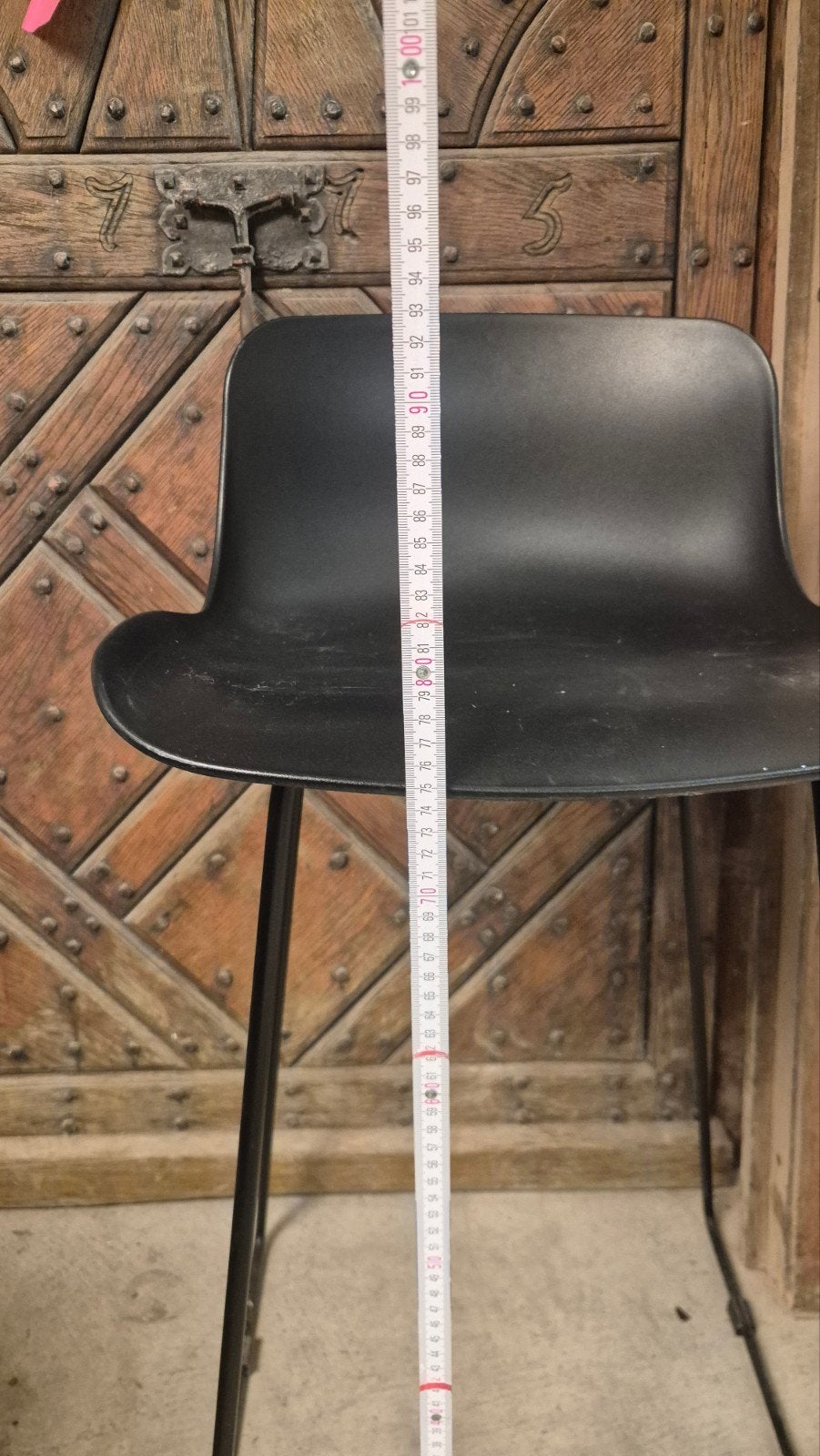4 zwarte barstoelen, Kunststof, Met voetsteun, Ophalen of Verzenden, Zo goed als nieuw