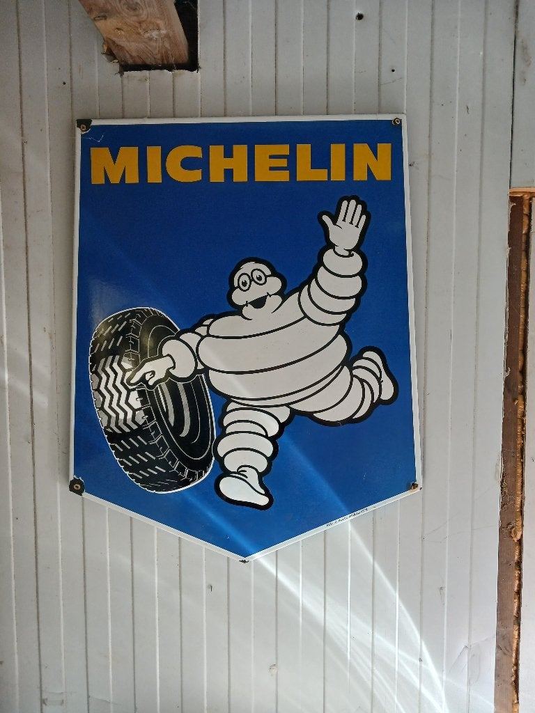 Plaque émaillée MICHELIN, Enlèvement, Utilisé, Panneau publicitaire