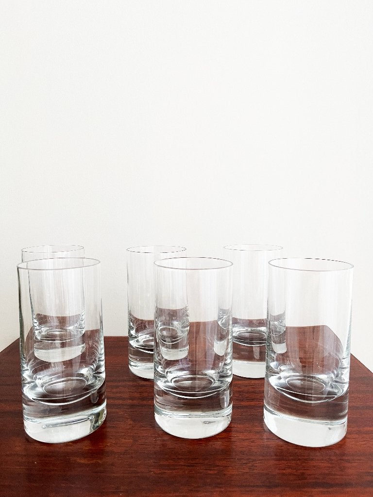 Vintage Scandinavische hoge glazen met zware voet, Ophalen of Verzenden, Gebruikt, Waterglas