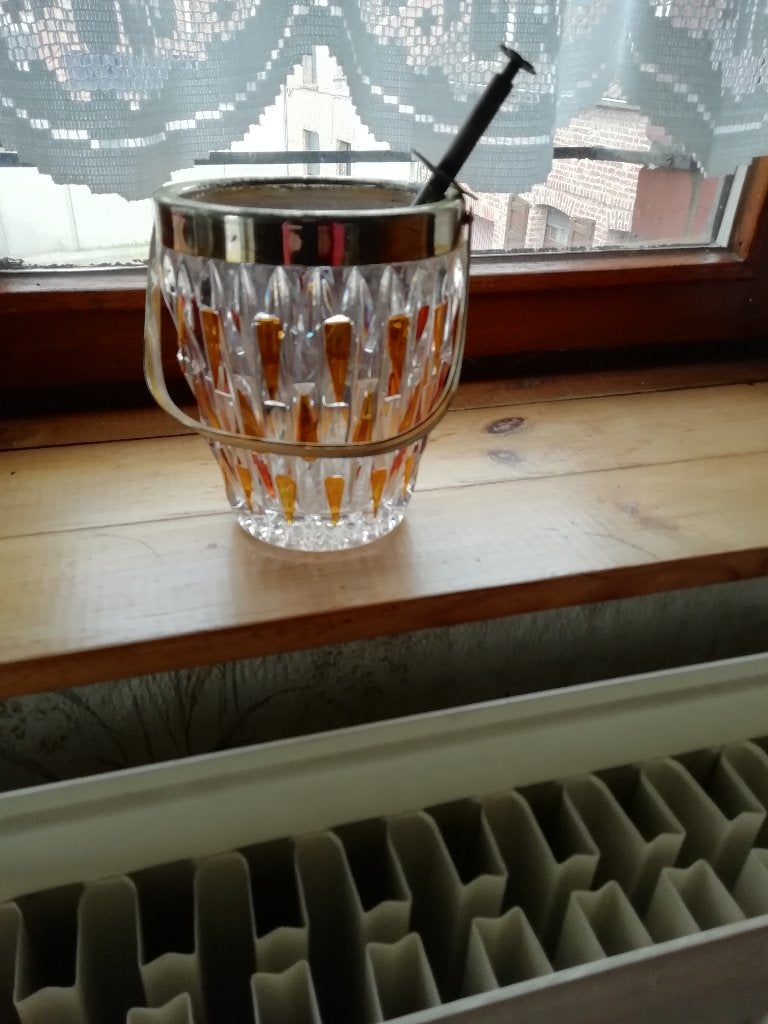 Seau à glaçon avec pinçe vintage. ht.13 cm., Enlèvement ou Envoi