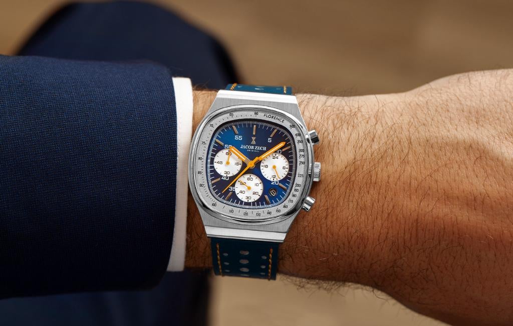 Jacob Zech Florence horloge t.w.v € 399 NIEUW!, Enlèvement ou Envoi, Étanche, Neuf, Bleu