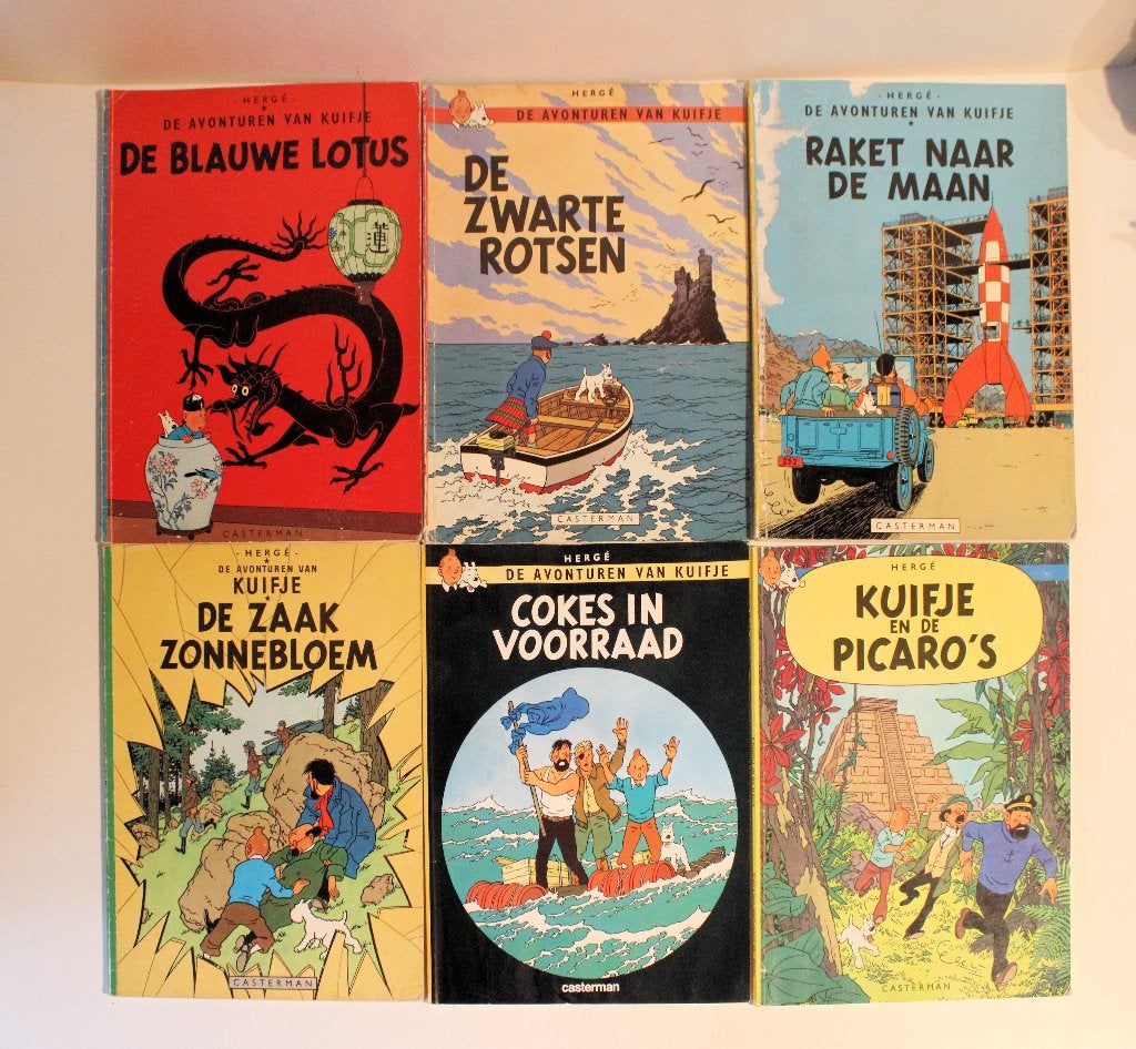 Kuifje (lot met 6 albums, waarvan 1 in 1ste druk), Plusieurs BD, Enlèvement ou Envoi, Utilisé, Hergé