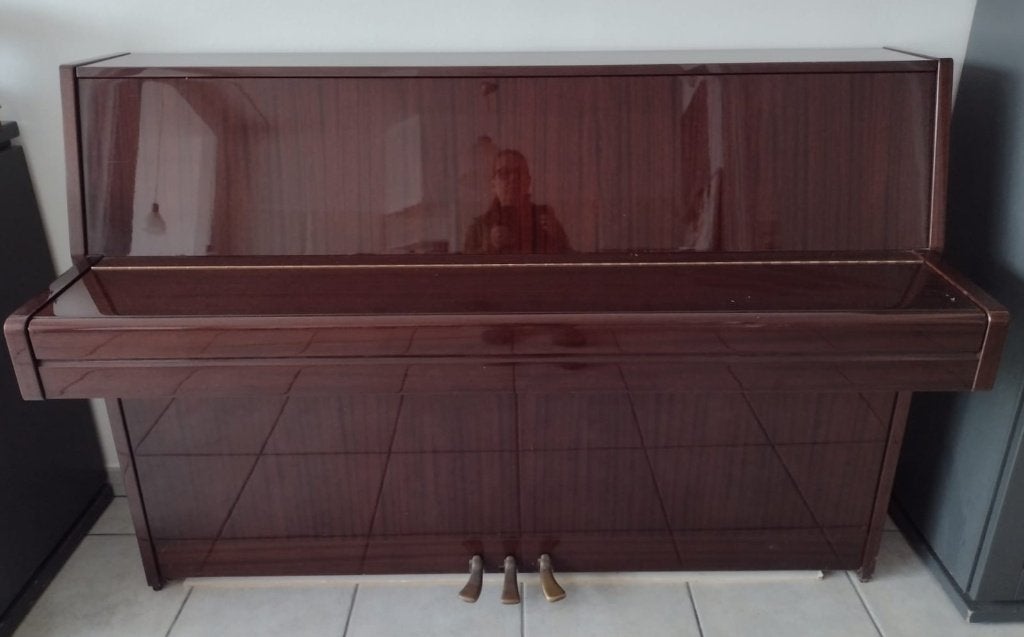 Yamaha M5J buffetpiano, Muziek en Instrumenten, Ophalen, Gebruikt, Bruin, Piano