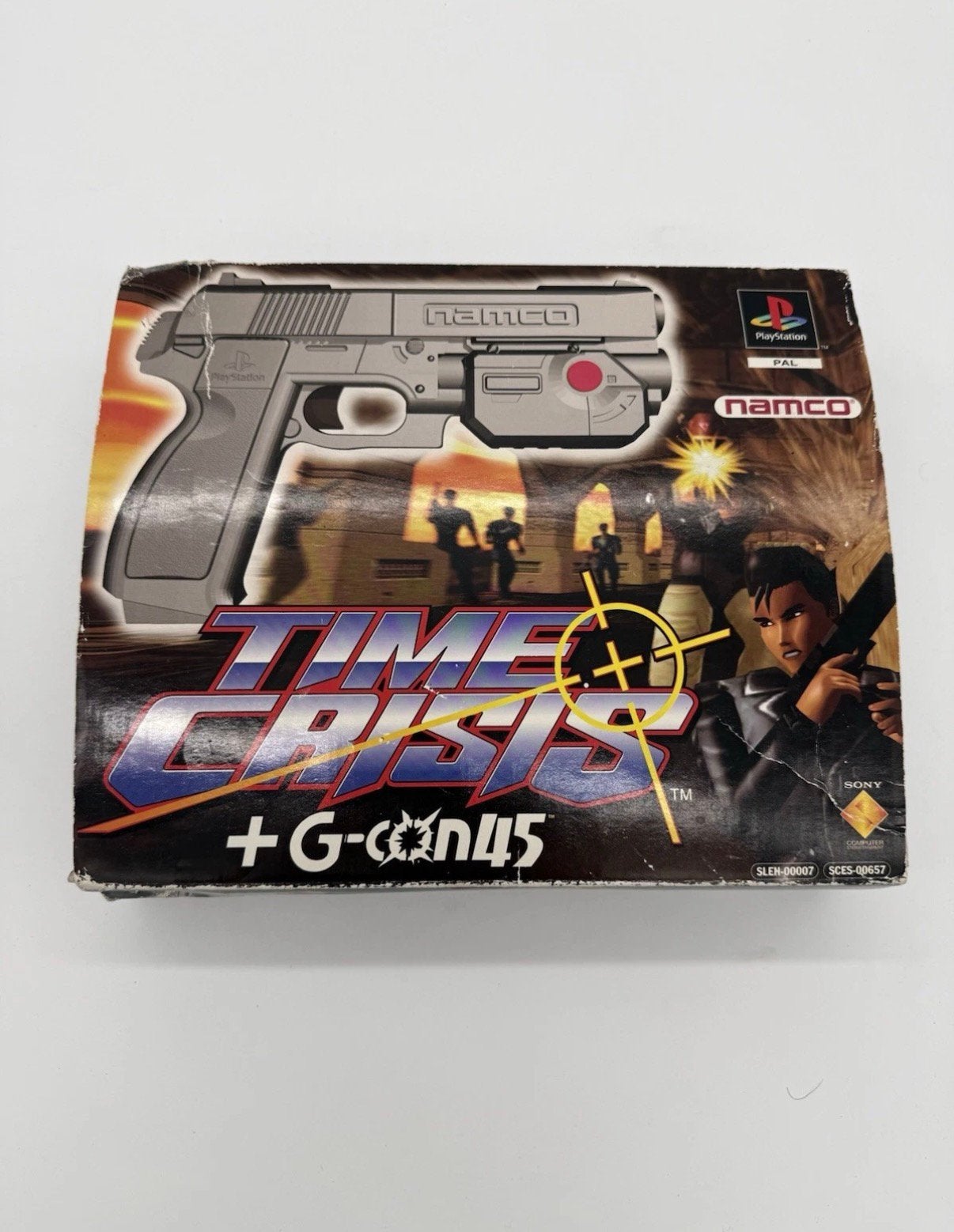 Time Crisis + Gun G-Con45 Pack PS1 Sony PlayStation - Cib, Consoles de jeu & Jeux vidéo, Enlèvement ou Envoi, 2 joueurs, Utilisé