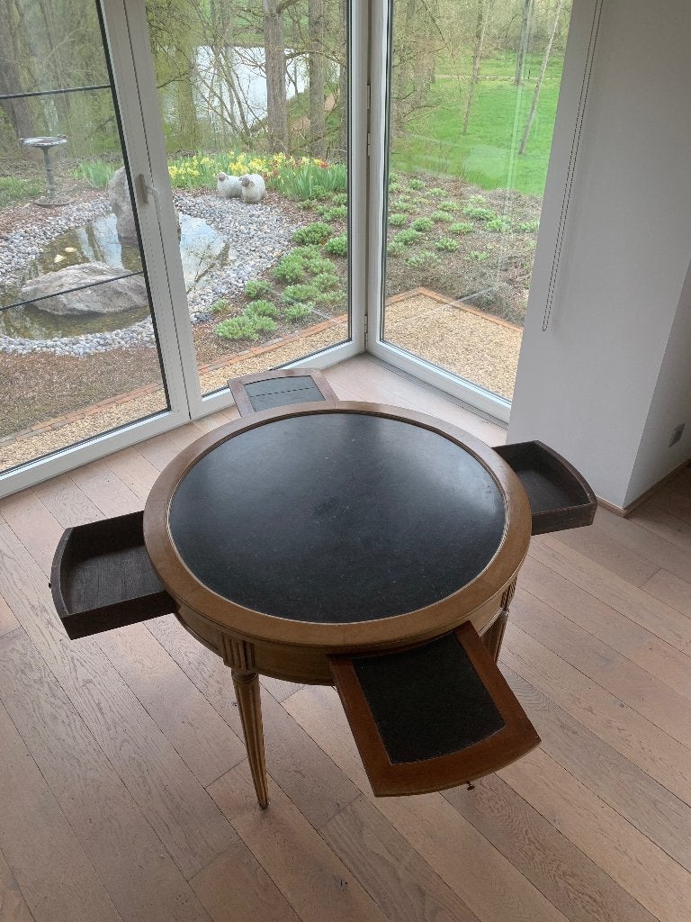 19de-eeuwse Bouillotte tafel – Mahonie steen – Certificaat, Antiek en Kunst, Ophalen