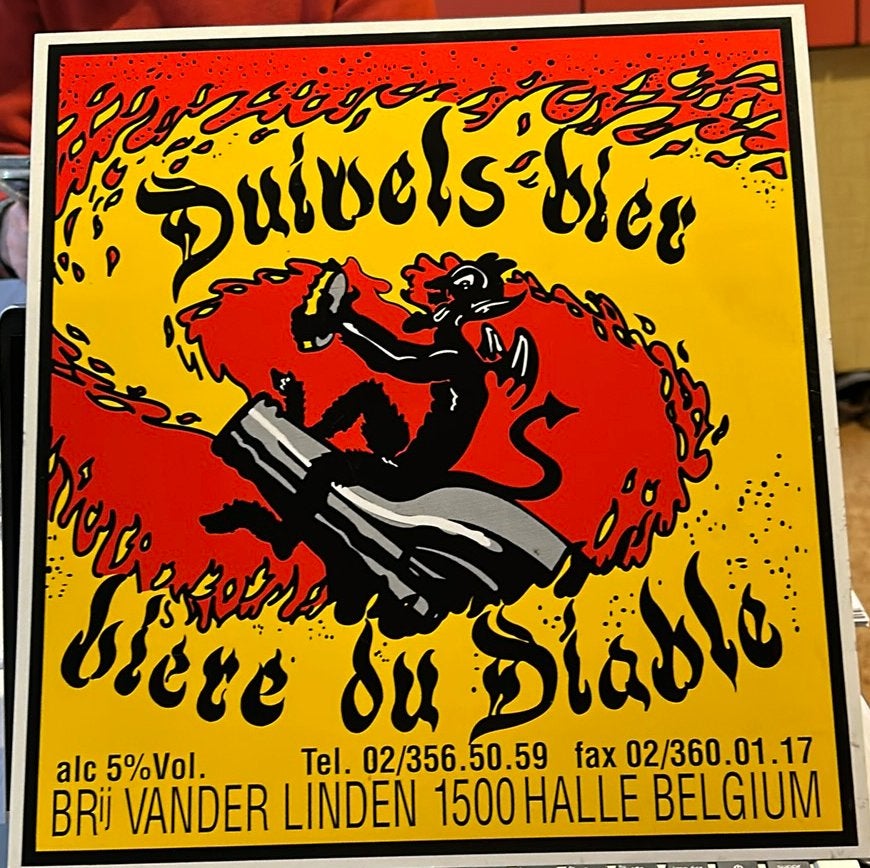 Plaque Bière du Diable Vander Linden Halle (´90-´98)_32x32cm, Enlèvement, Utilisé, Panneau publicitaire