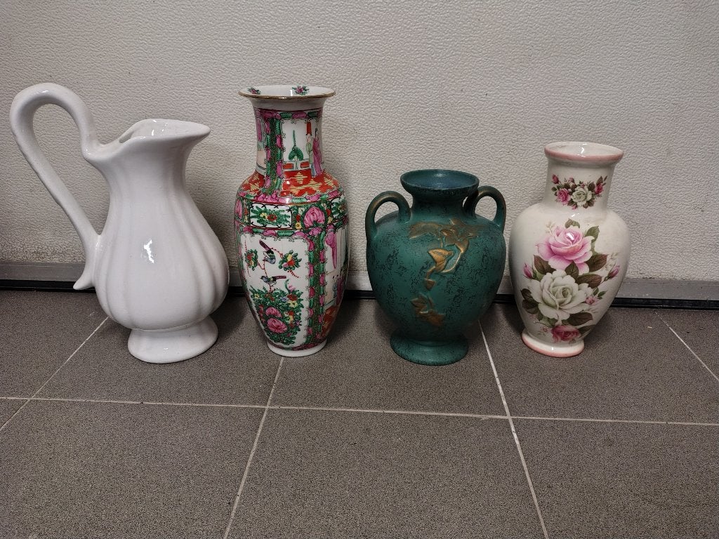Set van 4 vazen, Huis en Inrichting, Ophalen, Gebruikt, Met handvat, Overige kleuren