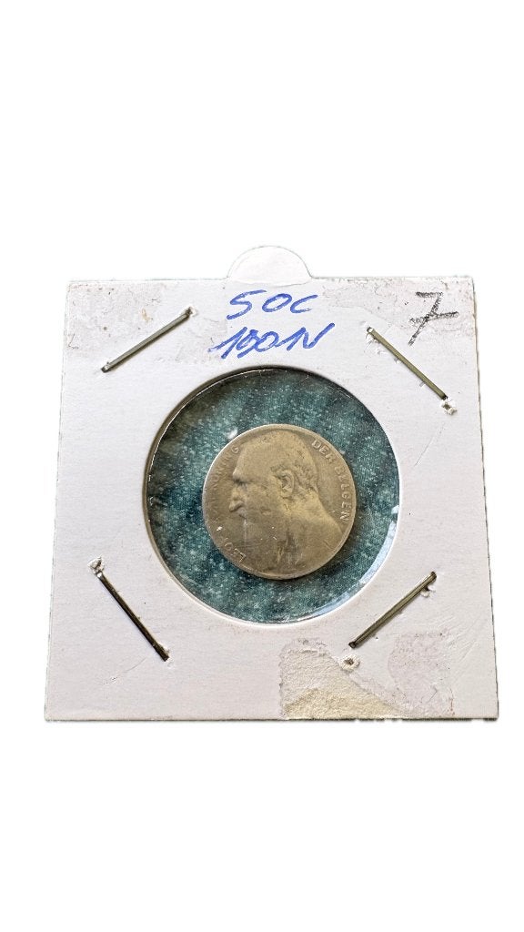 LEOPOLD II: Zilver 50 cent 1901V, Postzegels en Munten, Ophalen of Verzenden, Zilver, Zilver