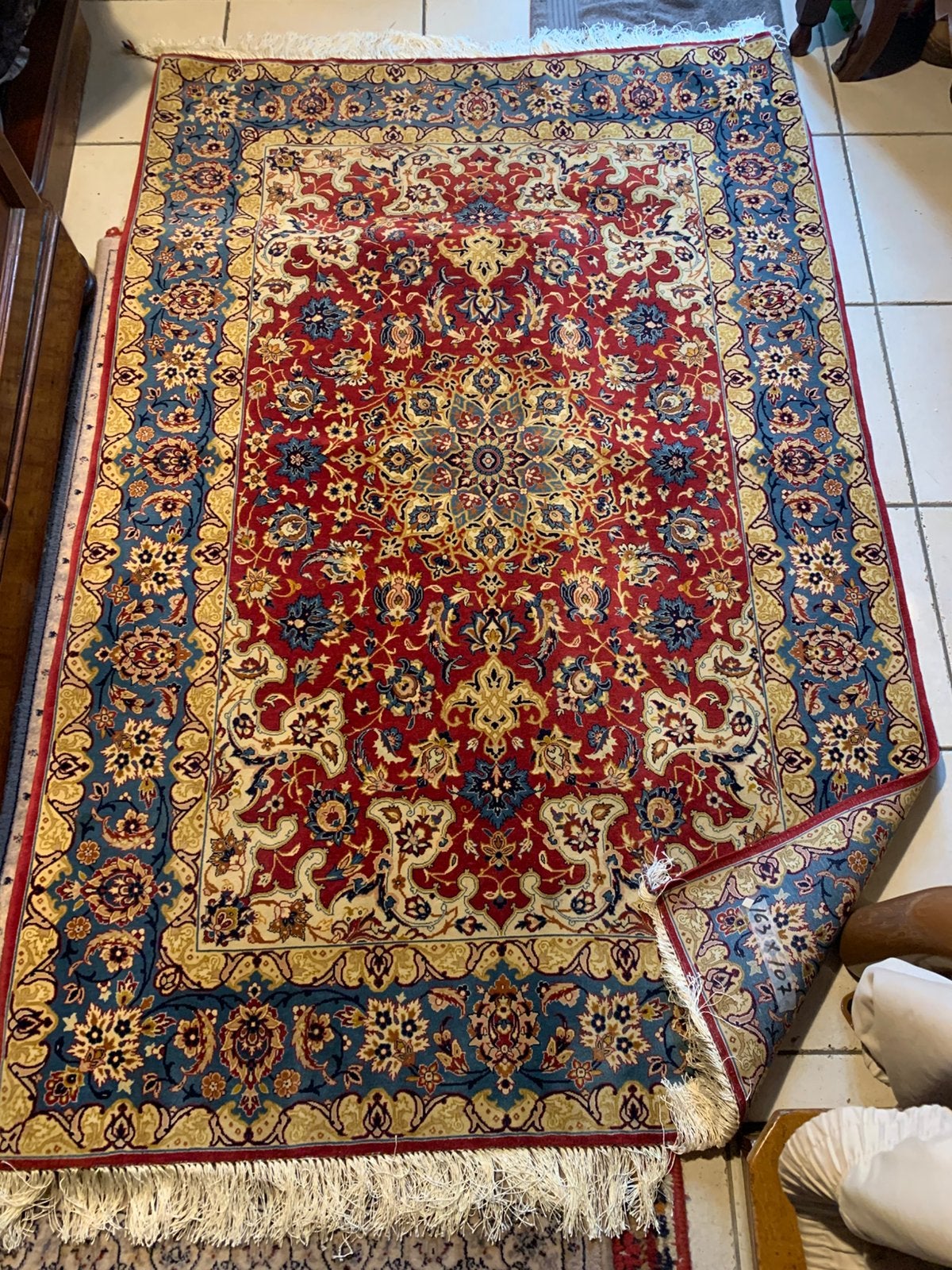 Très beau tapis ISPAHAN IRAN laine et soie, Enlèvement, Comme neuf
