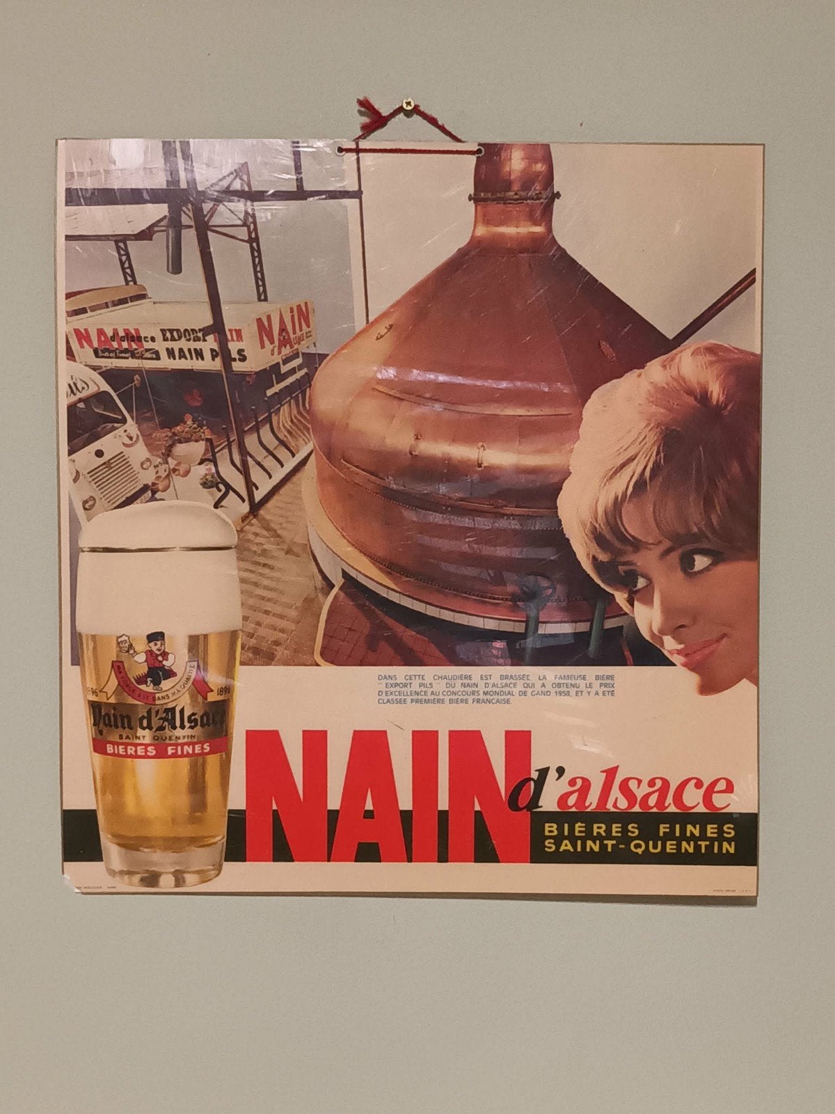 Origineel vintage reclamebord voor Nain d'Alsace (Bières Fin, Collections, Enlèvement ou Envoi, ###, ###, ###