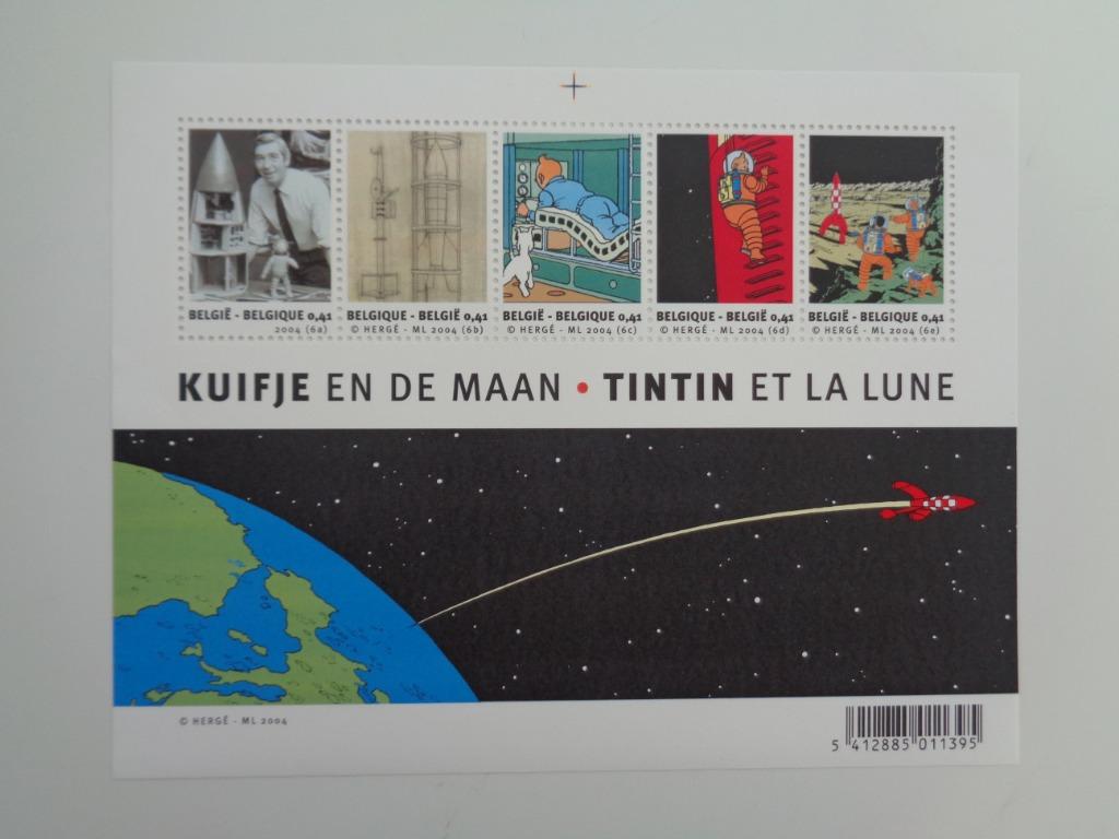 Collection 5 timbres tintin et la lune 2004, Collections, Enlèvement ou Envoi, Tintin, Neuf, Autres types