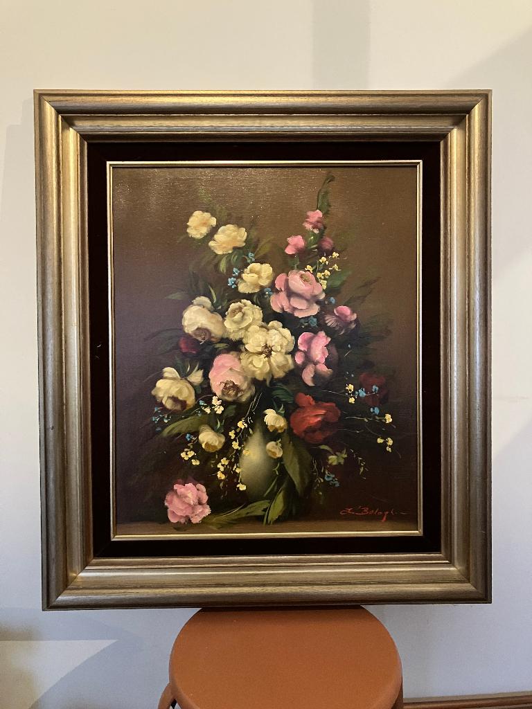 groot schilderij bloemen in vaas, Antiek en Kunst, Kunst | Schilderijen | Klassiek, Ophalen of Verzenden