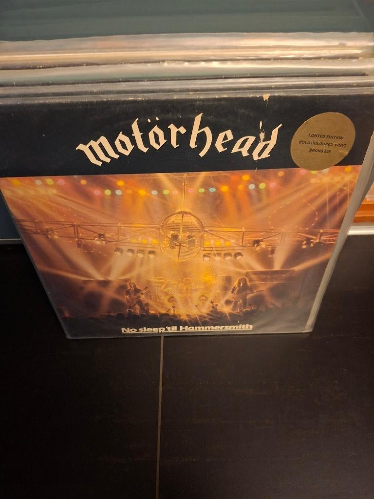 lp - motorhead - no sleep til hammersmith- ltd gold coloured, Cd's en Dvd's, Vinyl | Hardrock en Metal, Ophalen of Verzenden, Gebruikt