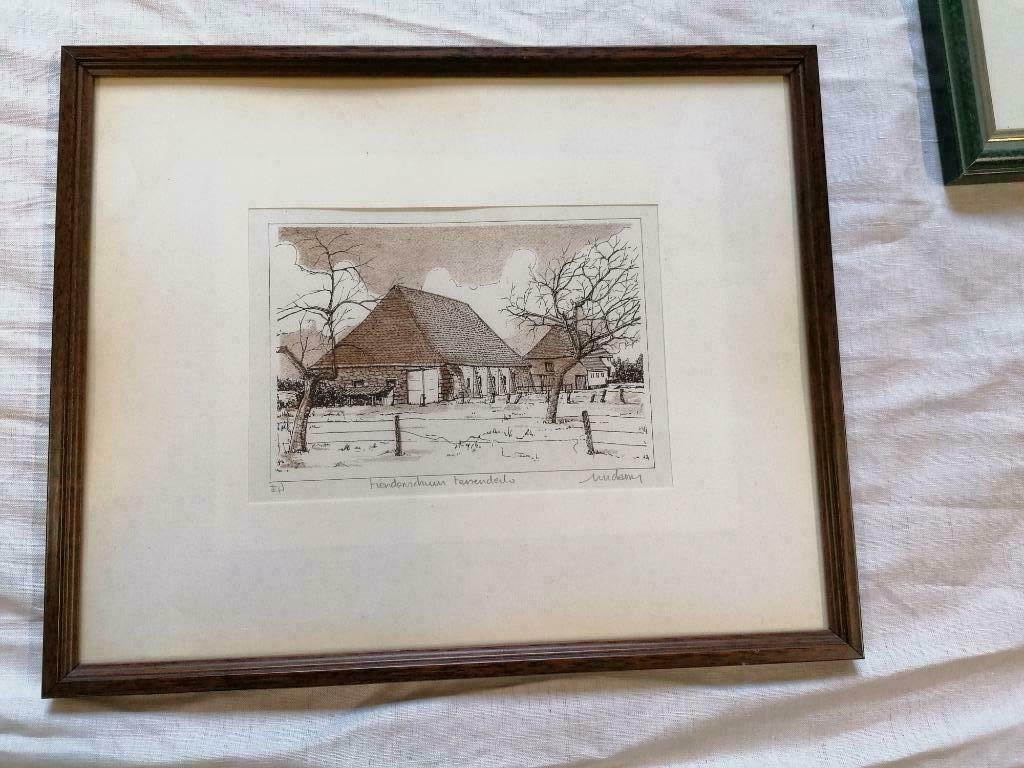 pentekening tiendenschuur Tessenderlo, Antiek en Kunst, Kunst | Schilderijen | Klassiek, Ophalen