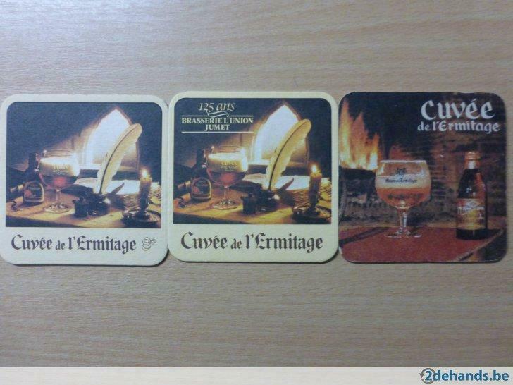 3 bierviltjes  brasserie l'union  jumet  cuvée de l'ermitage, Collections, Enlèvement ou Envoi, Utilisé