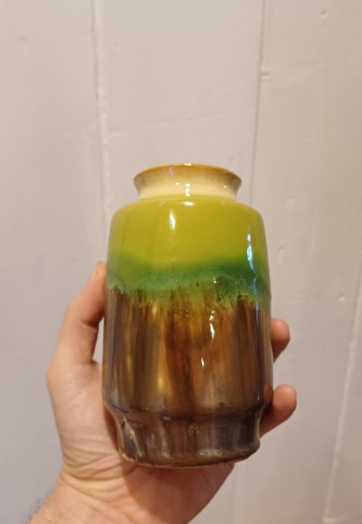 Vintage scheurich vaasje groen, Ophalen of Verzenden