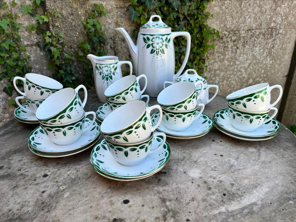 12 delig porseleinen art deco koffieservies KPM, Antiek en Kunst, Antiek | Servies compleet, Ophalen
