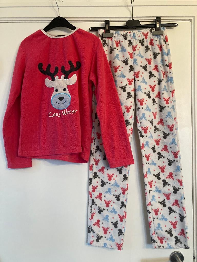 Warme pyjama fuchsia rendier - In Extenso - 12 jaar, Kinderen en Baby's, Nacht- of Onderkleding, Gebruikt, Meisje, Ophalen of Verzenden