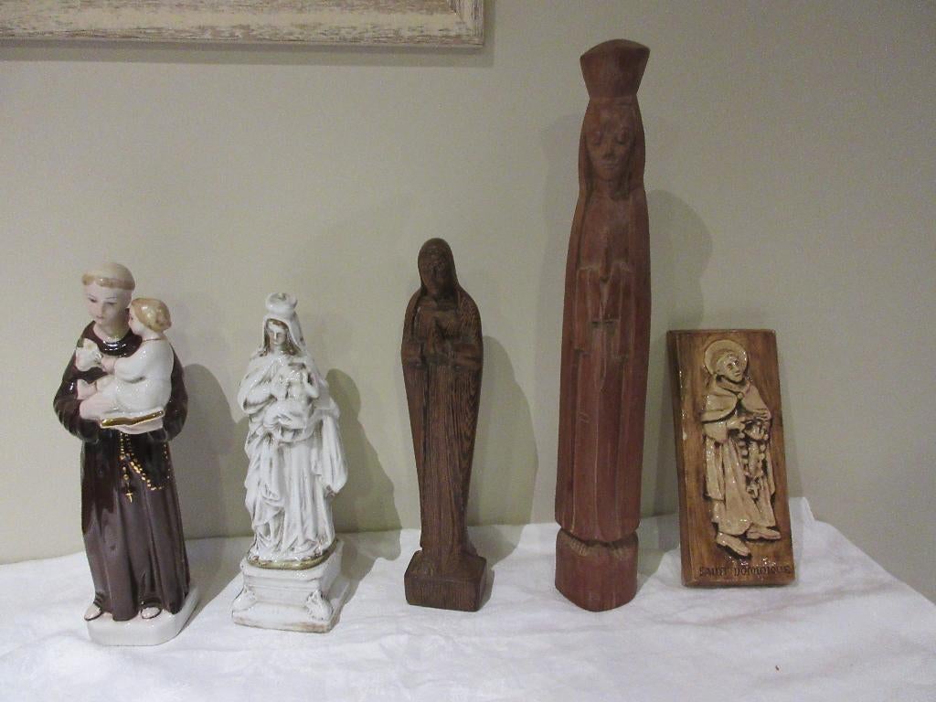 Heiligenbeelden en Mariabeelden in porselein en hout religie, Antiek en Kunst, Antiek | Religieuze voorwerpen, Ophalen