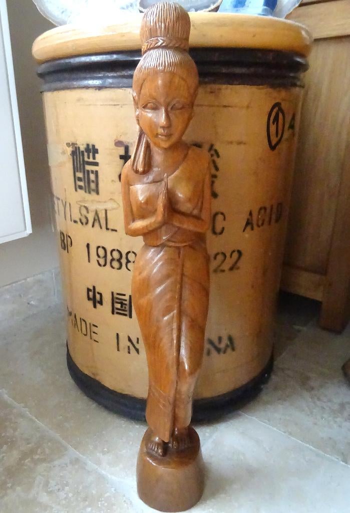 Thaïlande statue de bienvenue (Sawadee) sculptée main. H. 45, Antiquités & Art, Art | Art non-occidental, Enlèvement ou Envoi