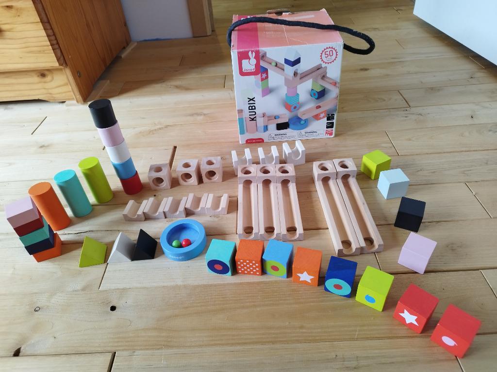 Janod - Kubix Toboggan A Billes – 50 pcs, Enlèvement ou Envoi, Utilisé, Construction