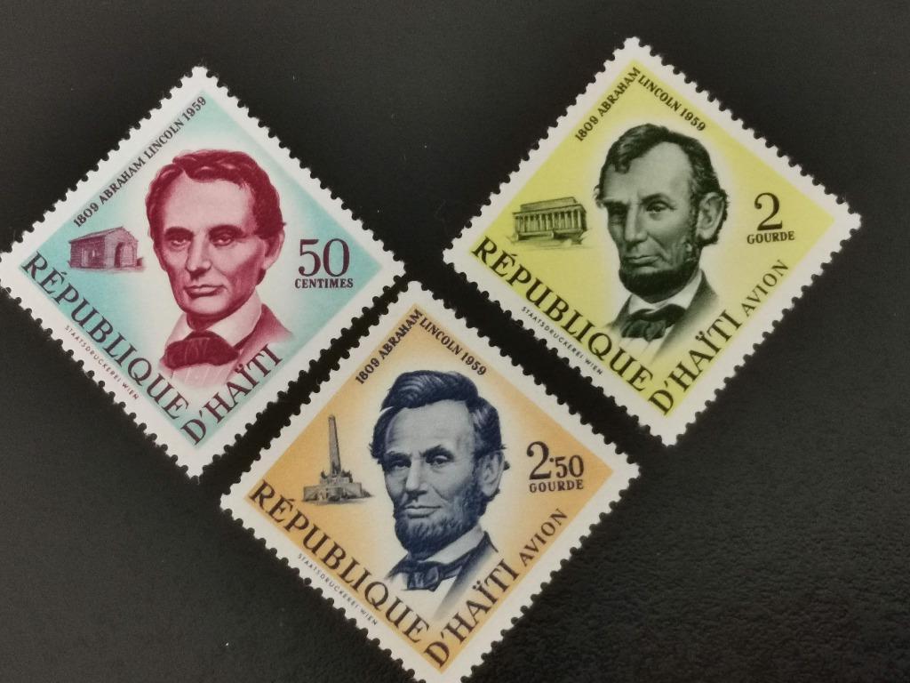 Haïti 1959 - Le président américain Abraham Lincoln, Enlèvement ou Envoi, Non oblitéré, Amérique centrale