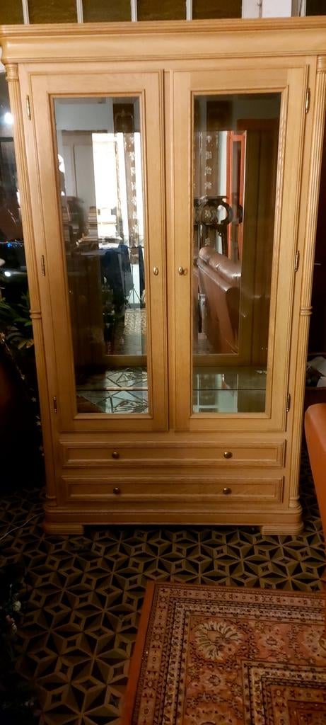 vitrine, Maison & Meubles, Avec tiroir(s), Chêne, Modern klassiek, Comme neuf