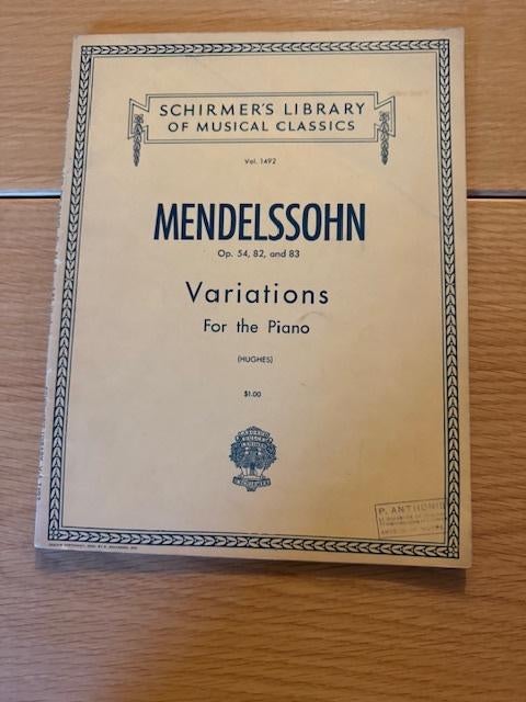Mendelssohn — Variations op. 54, 82 et 83, Enlèvement ou Envoi, Artiste ou Compositeur, Classique, Utilisé