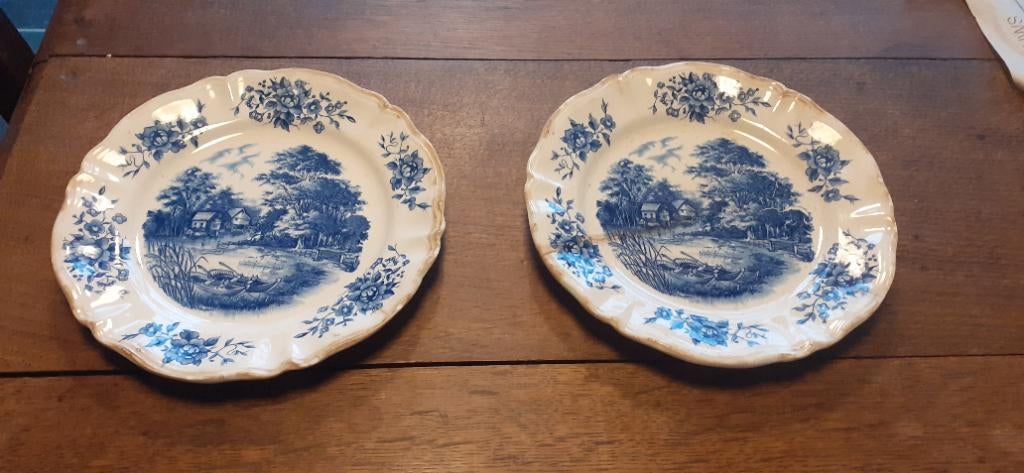 2 sierbordjes van Sarreguemines France romantic, Ophalen of Verzenden