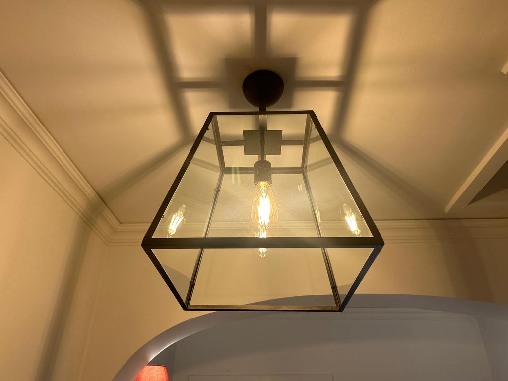 Lampe suspendue en verre industriel vintage, Enlèvement, Comme neuf, Verre