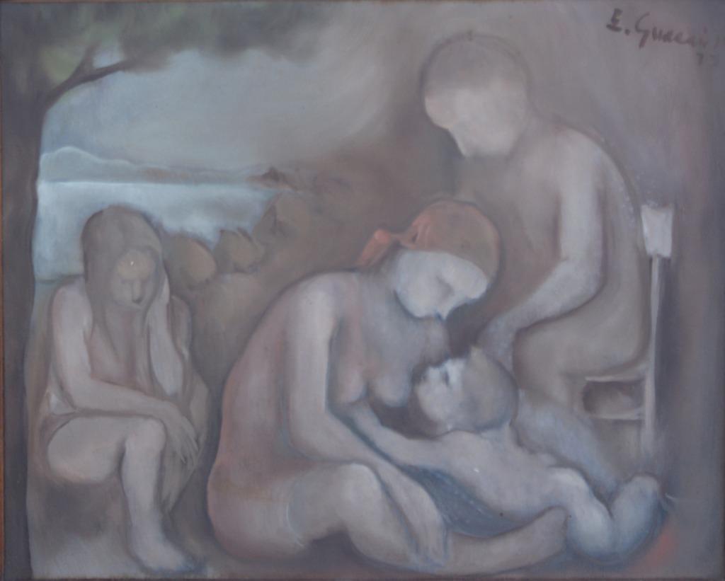 E. Guarini (IT): Familie (O/D, 61 x 52 cm), Enlèvement ou Envoi