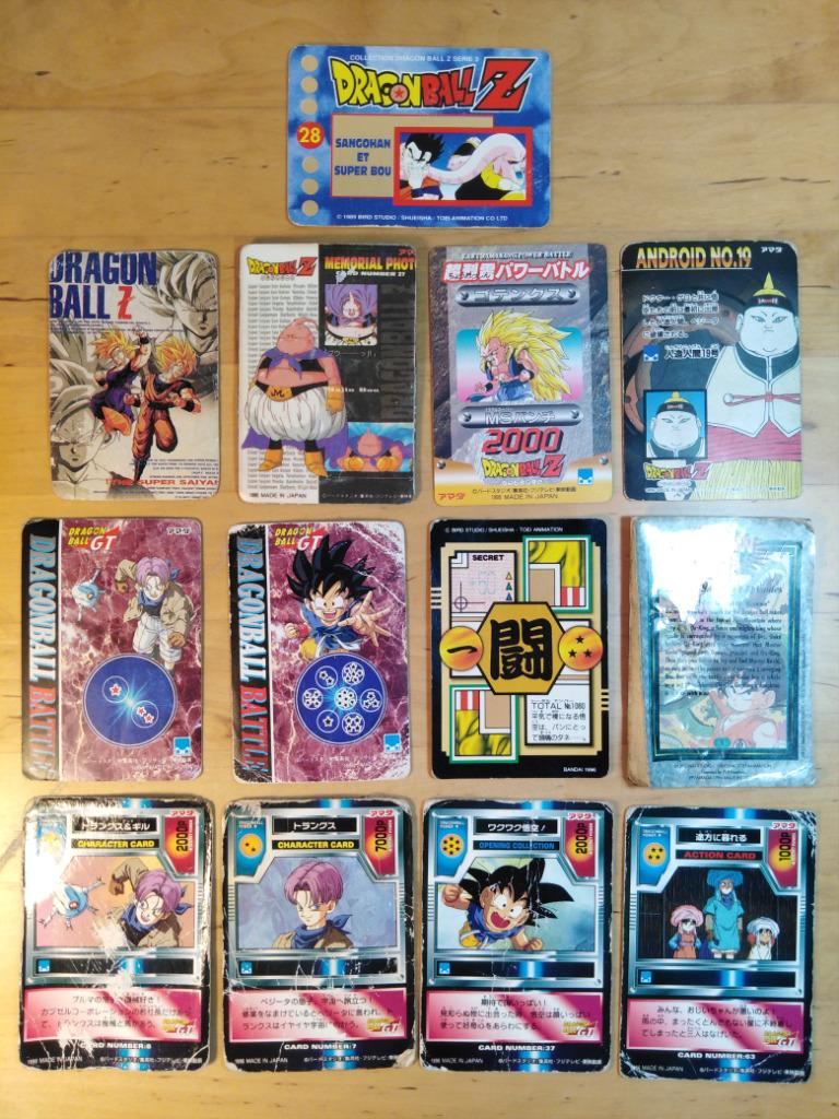 Lot de 13 cartes Dragon Ball Z et Dragon Ball GT 1995 - 1996, Ophalen of Verzenden, Gebruikt, Speelkaart(en)