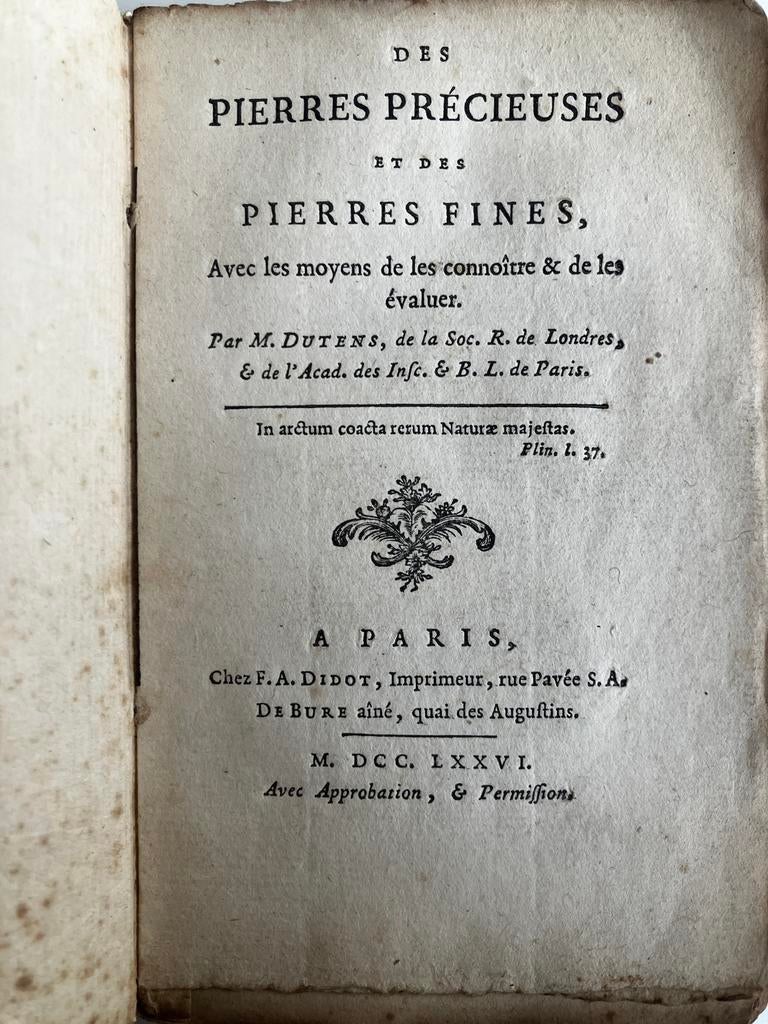 Des Pierres Précieuses et des Pierres Fines - M. Dutens, Ophalen