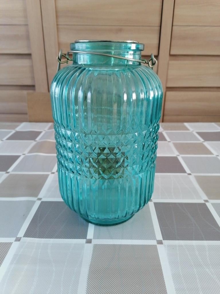 Windlicht appelblauwzeegroen, Ophalen of Verzenden, Zo goed als nieuw