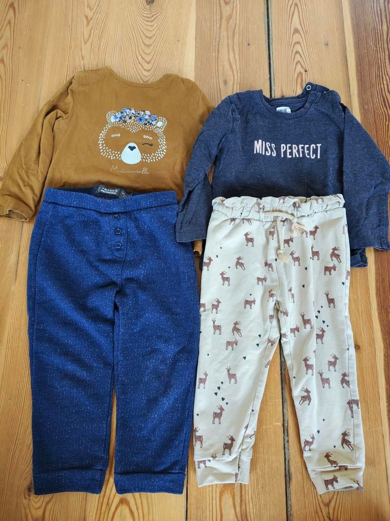 Forfait hiver taille 86-2 pantalons + 2 t-shirts (manches lo, Enlèvement ou Envoi, Utilisé, Garçon ou Fille, Chemisette ou Manches longues