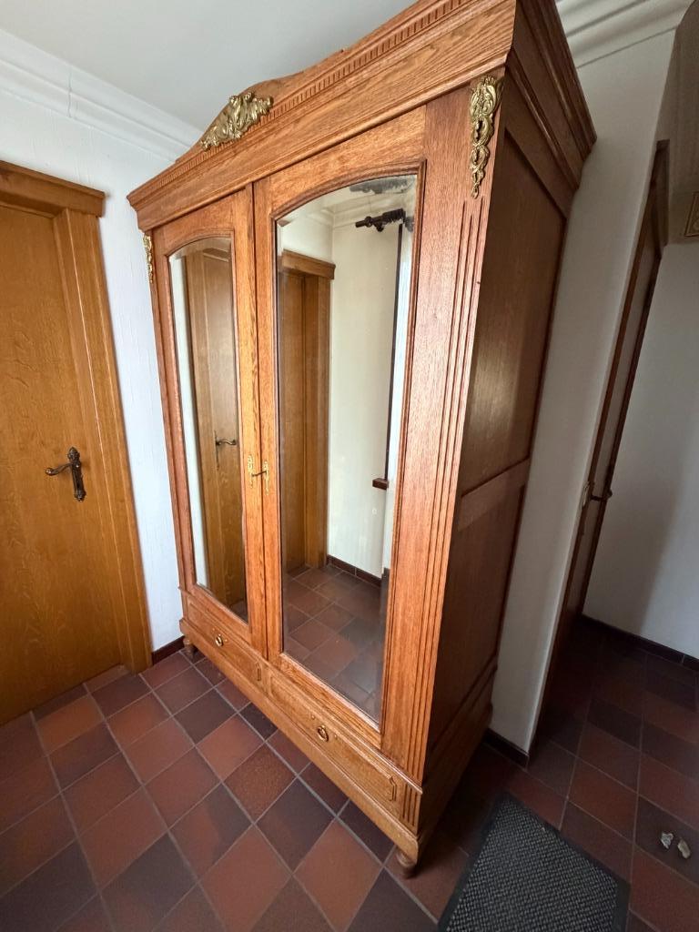 Antieken kleerkast/halkast met spiegels, Antiek en Kunst, Ophalen