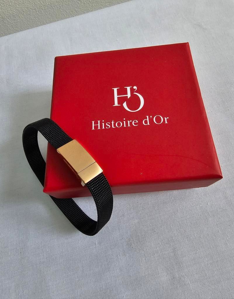 Bracelet Homme / Berrin / Noir et acier rose, Enlèvement ou Envoi, Comme neuf, Noir, Acier